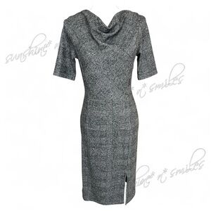 Banana Republic Factory Grey Pattern Cowl Neck Knit Sheath Dress #779735 size 4